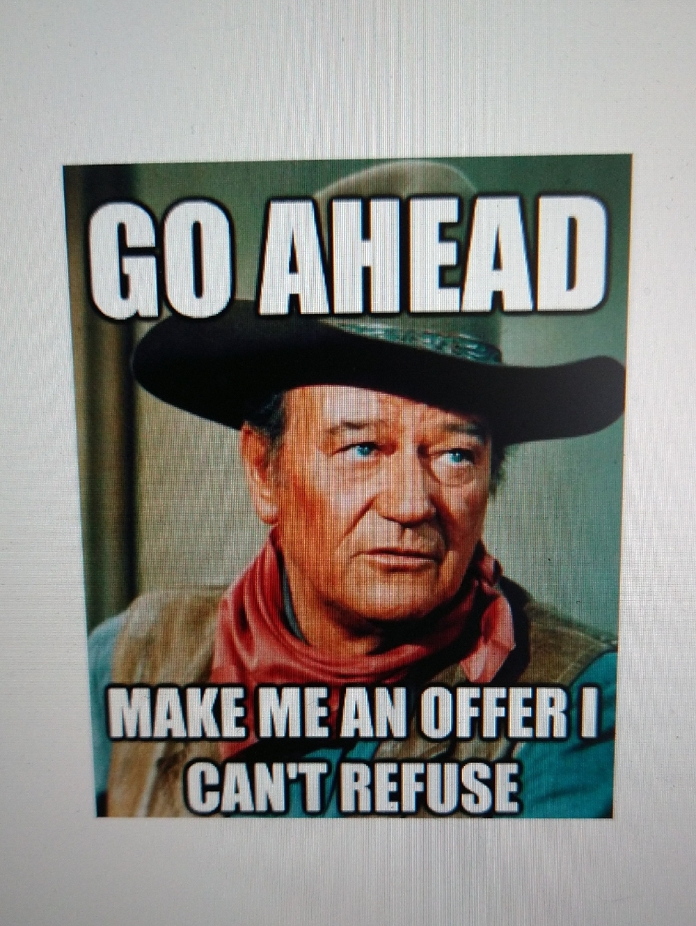 Go Ahead Make Me An Offer I Can't Refuse
